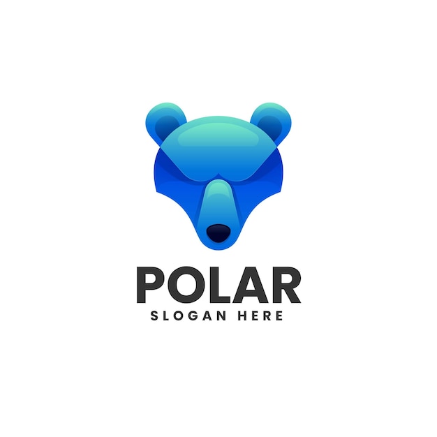 Illustrazione di logo di vettore stile variopinto di gradiente dell'orso polare