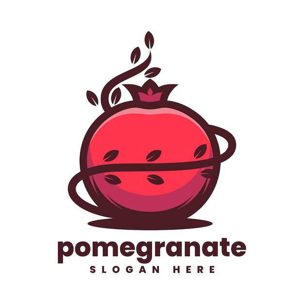 Vector Logo Illustration Pomegranate Simple Mascot Style