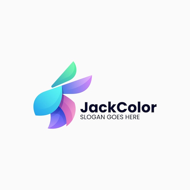 Vector Logo Illustration Rabbit Gradient Colorful Style