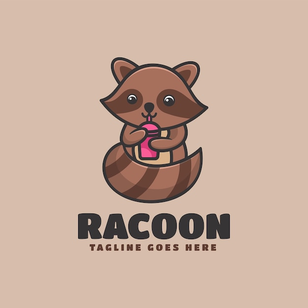 Vector Logo Illustration Raccoon Mascot Cartoon Style