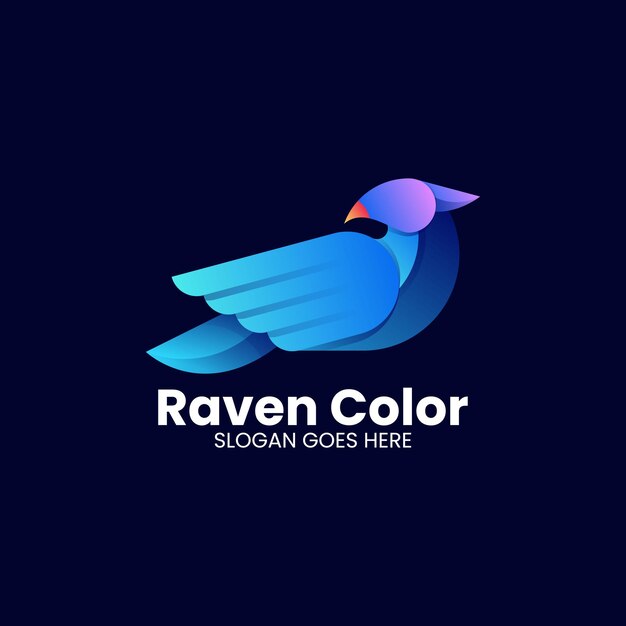 Vector Logo Illustration Raven Color Gradient Colorful Style