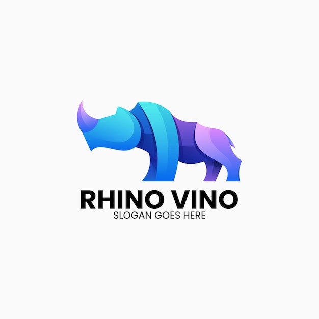 Vector logo illustration rhino gradient colorful style