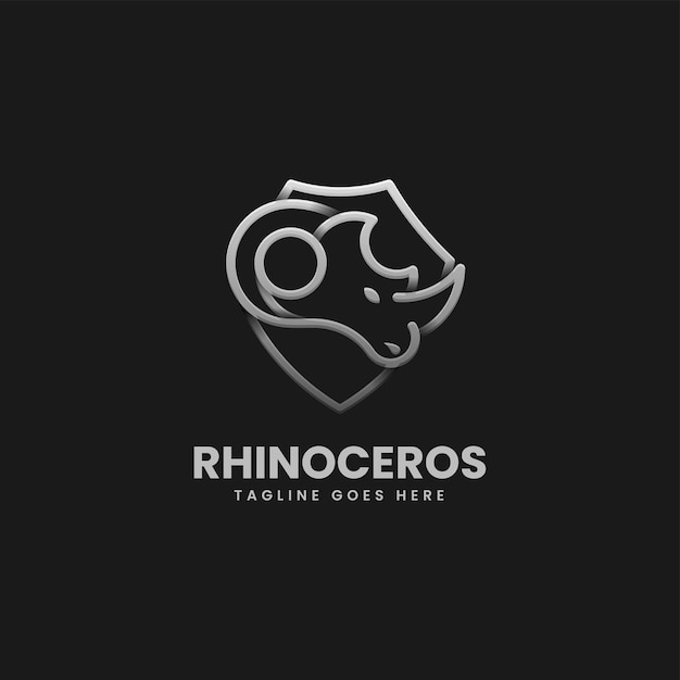 Vector Logo Illustration Rhino Gradient Line Art Style