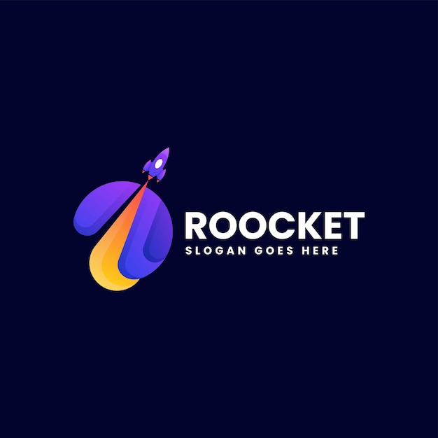 Vettore illustrazione vettoriale del logo rocket gradient colorful style