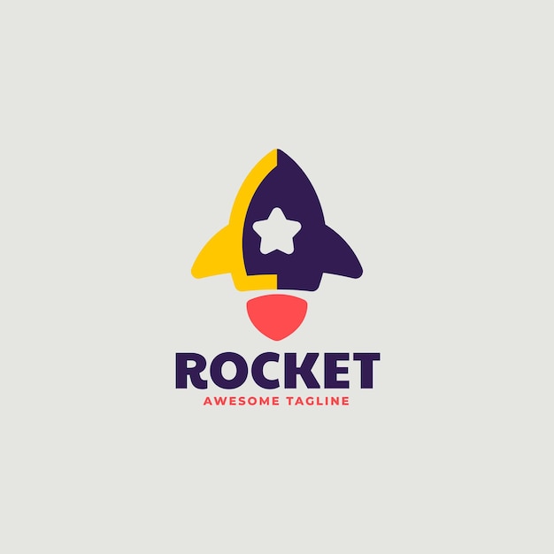 Векторная Иллюстрация Логотип Ракеты Стиле Простой Талисман