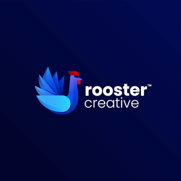Vector Logo Illustration Rooster Gradient Colorful Style