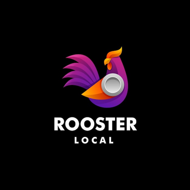 Vector Logo Illustration Rooster Gradient Colorful Style