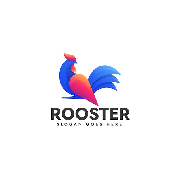 Vector Logo Illustration Rooster Gradient Colorful Style