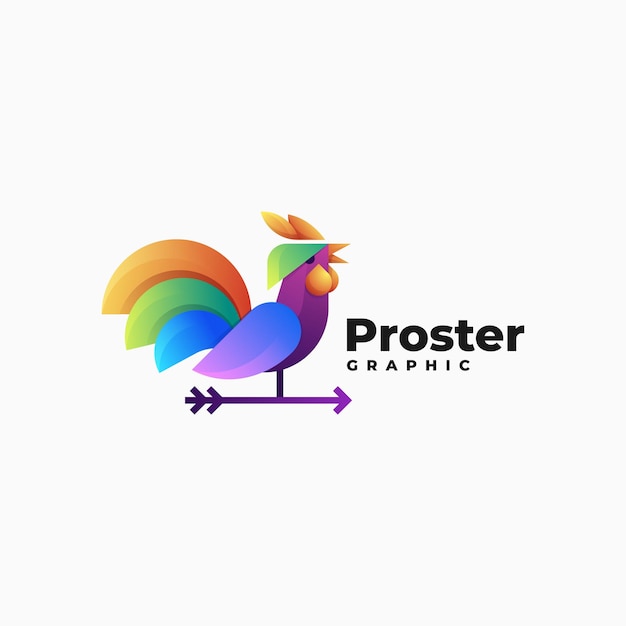 Vector logo illustrazione gallo gradiente stile colorato