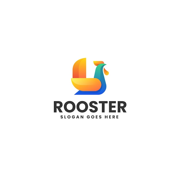 Vector Logo Illustration Rooster Gradient Colorful Style