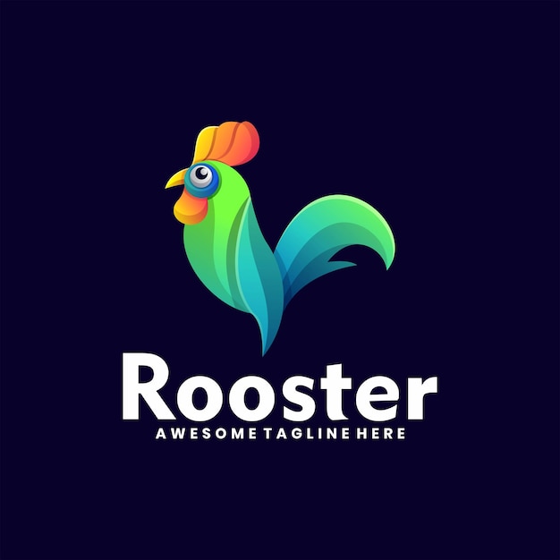 Vector logo illustration rooster gradient colorful style