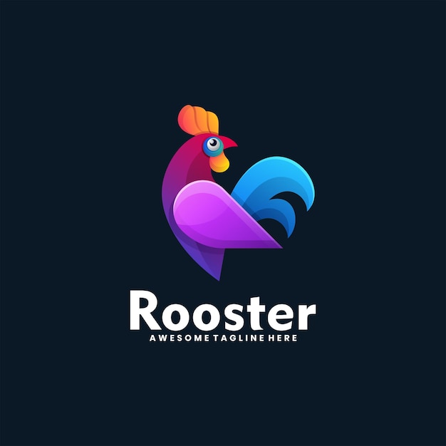 Vector Logo Illustration Rooster Gradient Colorful Style