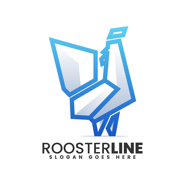 Vector logo illustration rooster gradient line art style