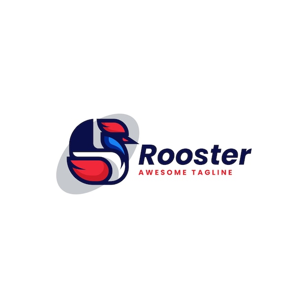 Vector Logo Illustration Rooster Simple Mascot Style