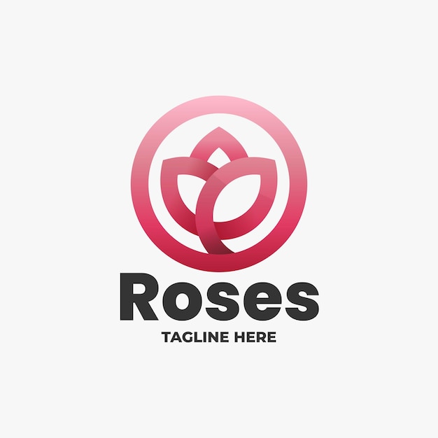 Vector Logo Illustration Rose Line Art Style.