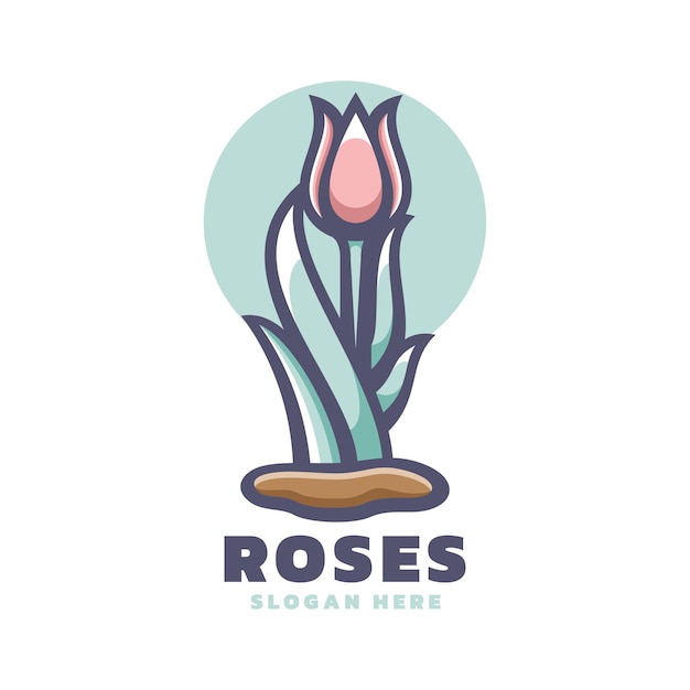 Vector logo illustration roses simple mascot style