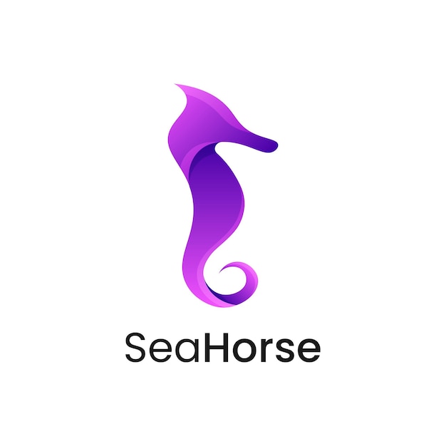 Illustrazione del logo vettoriale stile colorato con gradiente di cavallo di mare