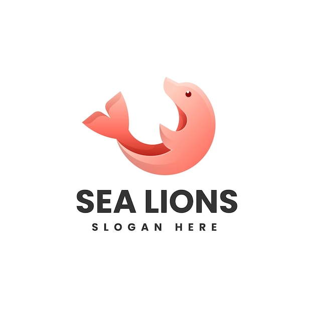 Vector Logo Illustration Sea Lions Gradient Colorful Style