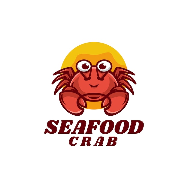 Vector Logo Illustration Seafood Crab Simple Mascot Style