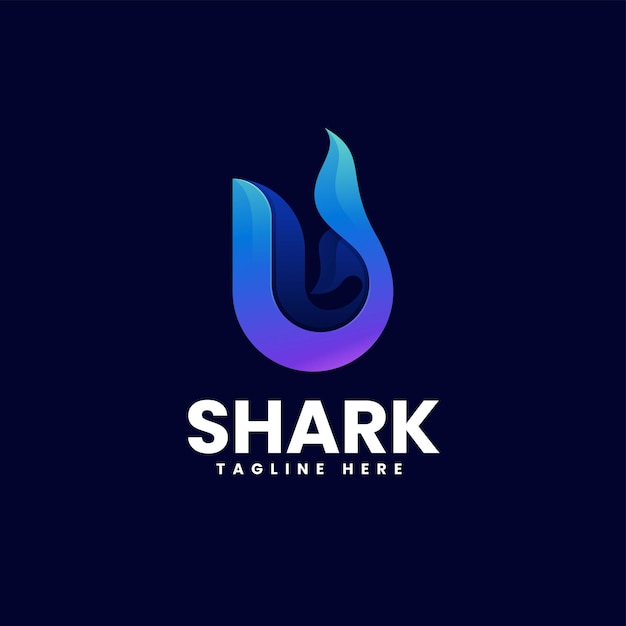 Vector Logo Illustration Shark Gradient Colorful Style