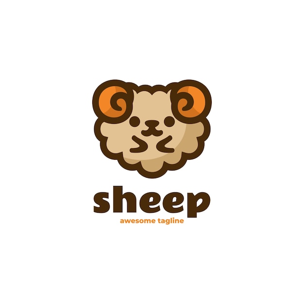 Vector vector logo illustration sheep mascot cartoon style