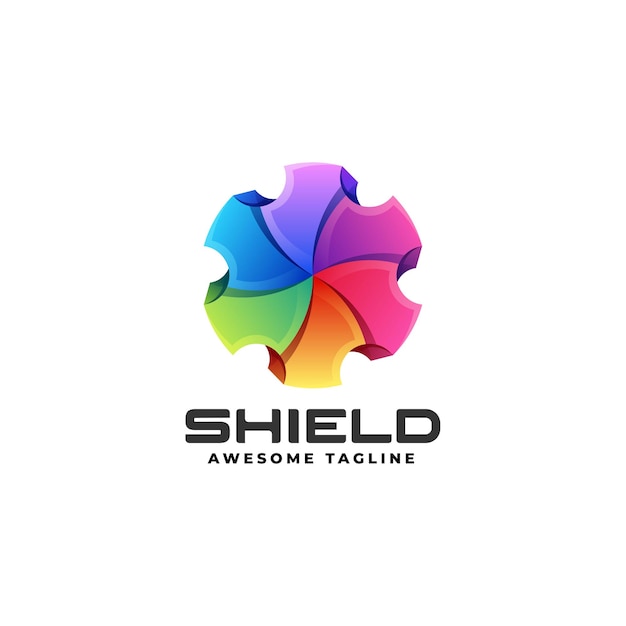 Vector logo illustration shield gradient colorful style