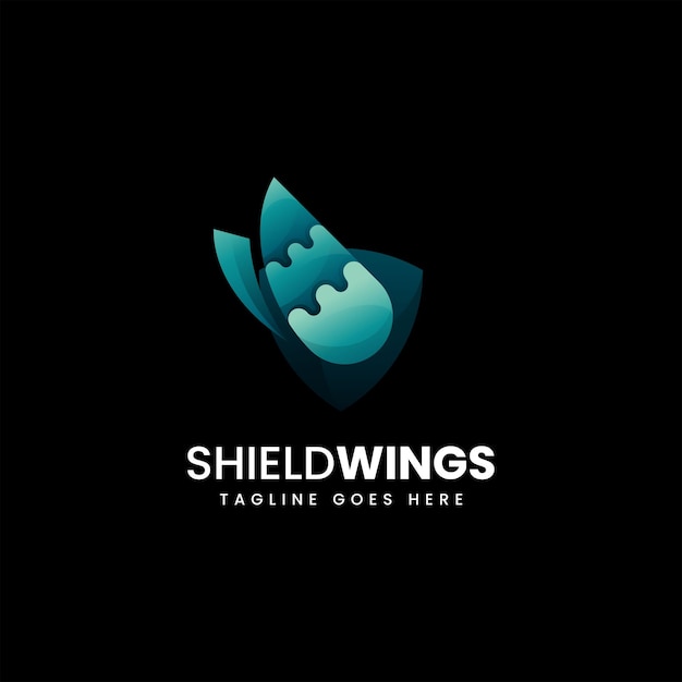 Vector Logo Illustration Shield Wings Gradient Colorful Style