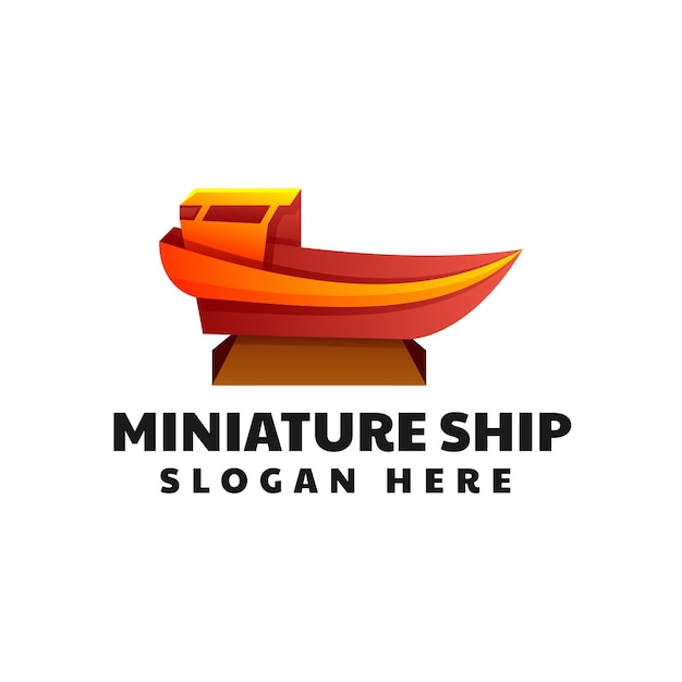 Vector Logo Illustration Ship Miniature Gradient Colorful Style