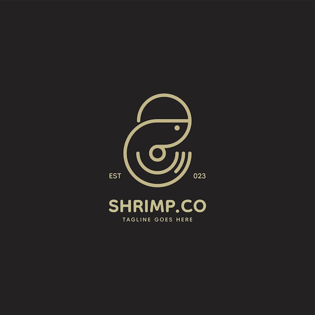 Vector Logo Illustration Shrimp Line Art Style