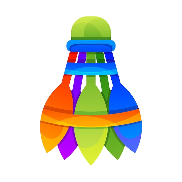 Vector logo illustration shuttlecock gradient colorful style