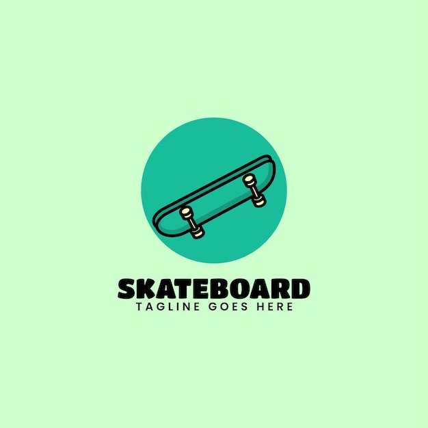 Illustrazione del logo vettoriale skateboard semplice stile mascotte