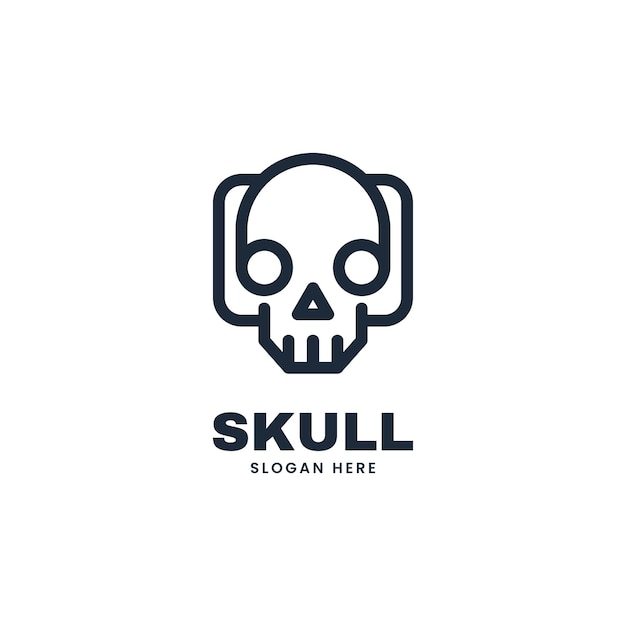 Vector vector logo illustration skull line art style