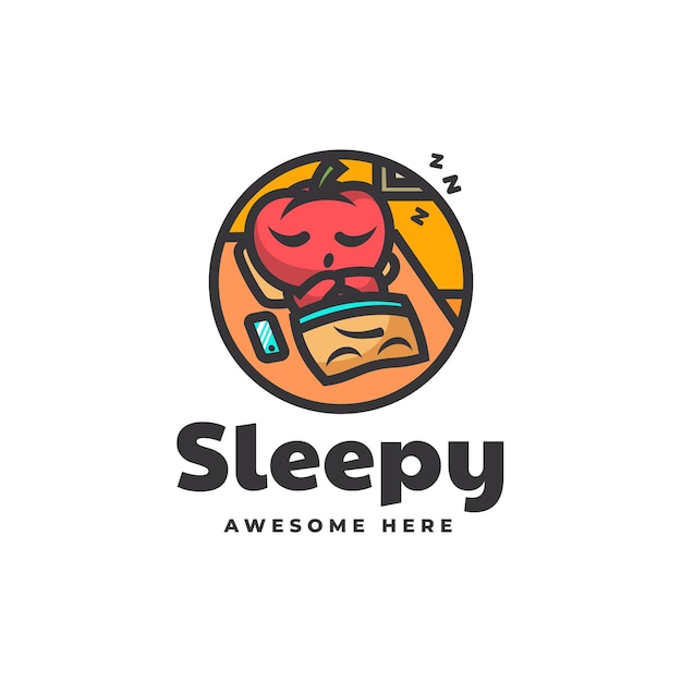 Vector logo illustration sleepy tomato mascot cartoon style