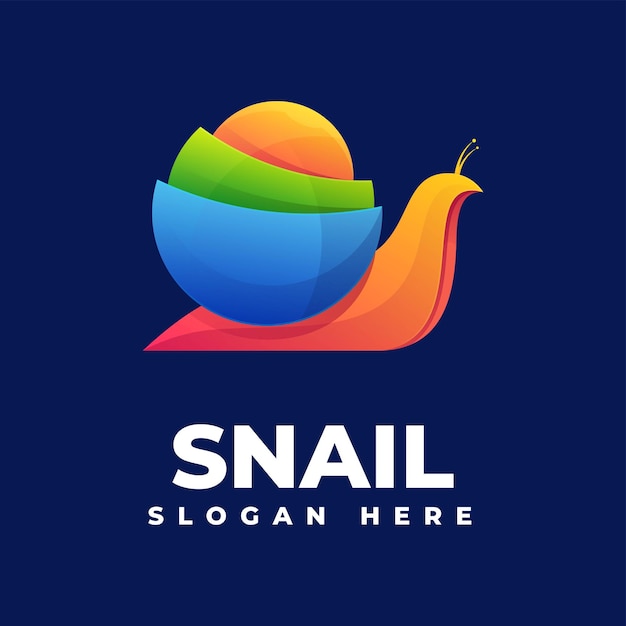 Vector logo illustration snail gradient colorful style