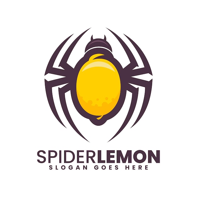 Vector Logo Illustration Spider Lemon Simple Mascot Style