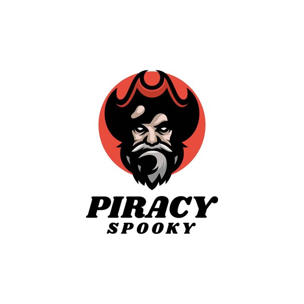 Vector logo illustration spooky piracy simple mascot style