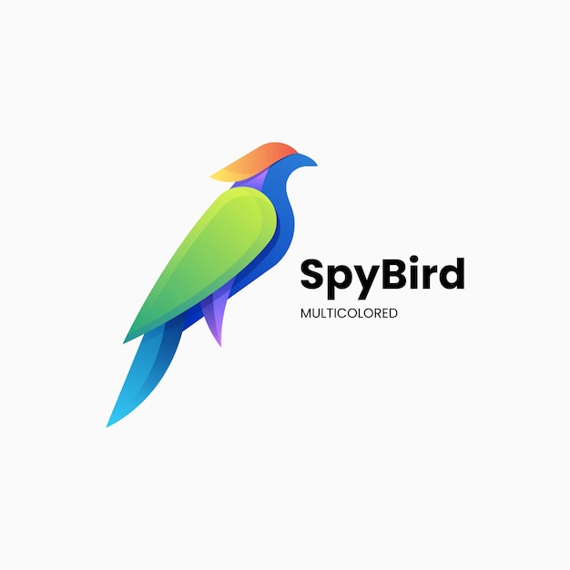 Vector Logo Illustration Spy Bird Gradient Colorful Style