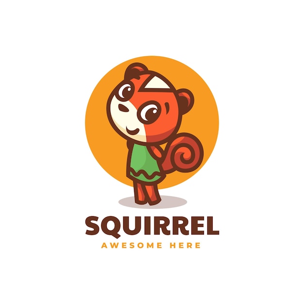 Vector Logo Illustration Squirrel Mascot Cartoon Style