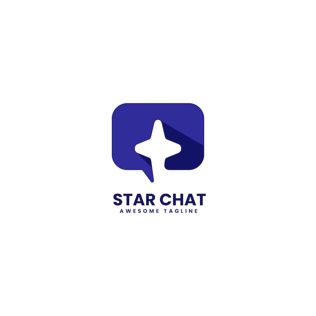 Vector Logo Illustration Star Chat Gradient Colorful Style.