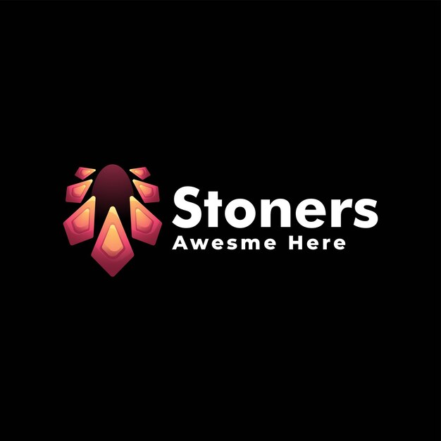 Vector Logo Illustration Stone Gradient Colorful Style