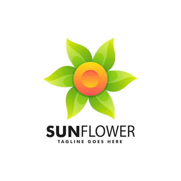 Vector Logo Illustration Sunflower Gradient Colorful Style