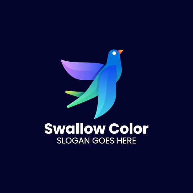 Vector Logo Illustration Swallow Gradient Colorful Style