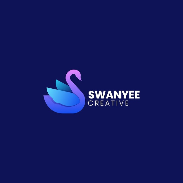 Vector vector logo illustration swan gradient colorful style