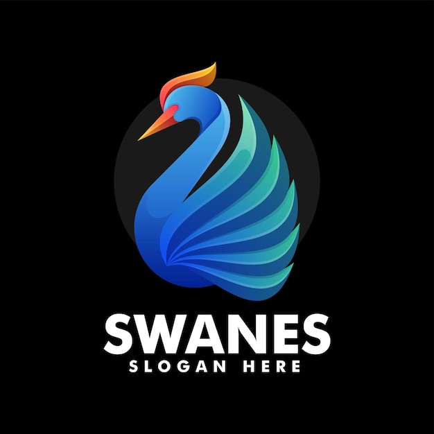 Vector Logo Illustration Swan Gradient Colorful Style