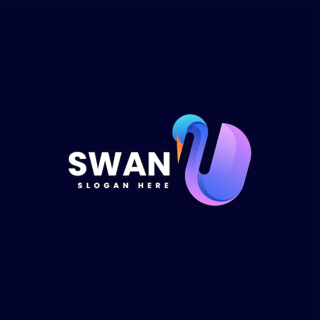 Vector Logo Illustration Swan Gradient Colorful Style