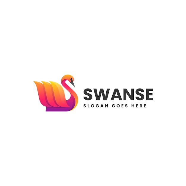 Vector Logo Illustration Swan Gradient Colorful Style