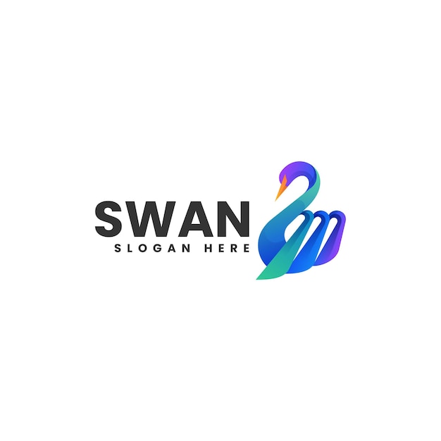 Vector Logo Illustration Swan Gradient Colorful Style