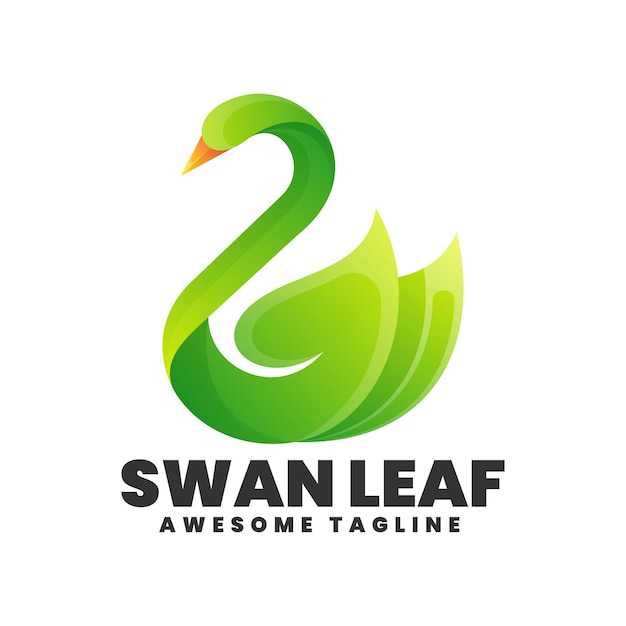 Vector logo illustration swan leaf gradient colorful style