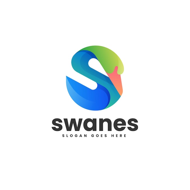 Vector Logo Illustration Swan Letter S Gradient Colorful Style