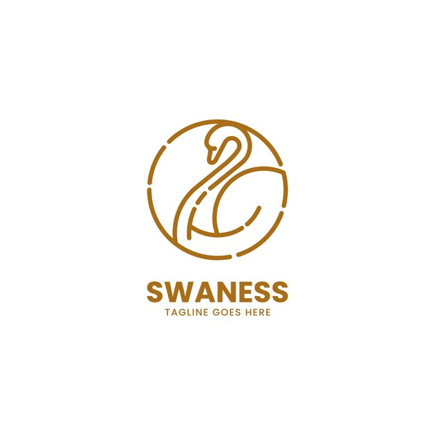 Vector Logo Illustration Swan Line Art Style